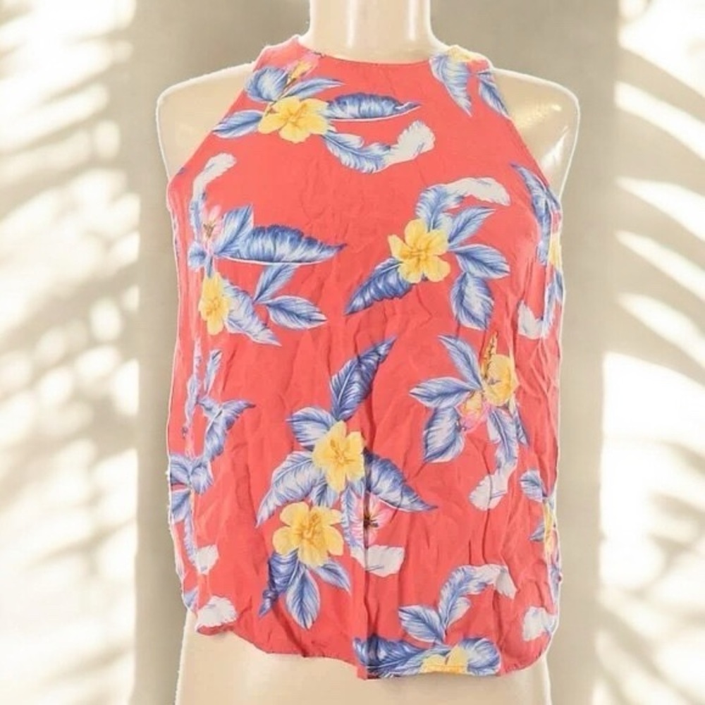 Old Navy Pink Tropical Halter Sleeveless Blouse | XS - Picture 2 of 10
